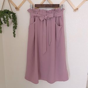 Polagram Midi Skirt with Paper Bag Waist